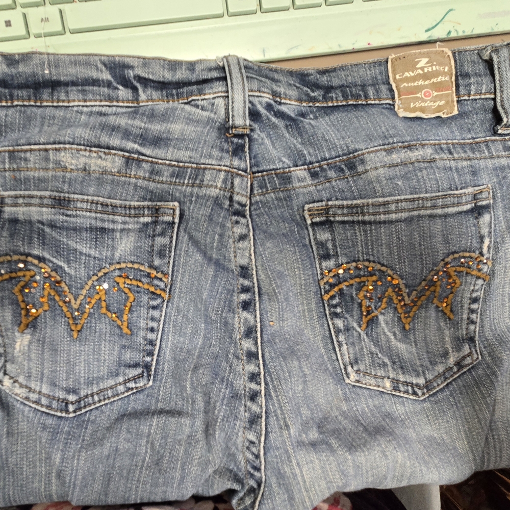 Z. Cavaricci Blue and Gold Boot Cut Jeans